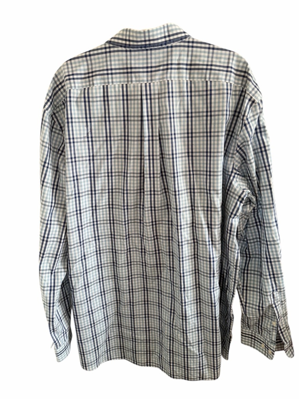 L.L. Bean Men's White and Blue Plaid Button-Down Shirt 100% Cotton - Picture 2 of 6